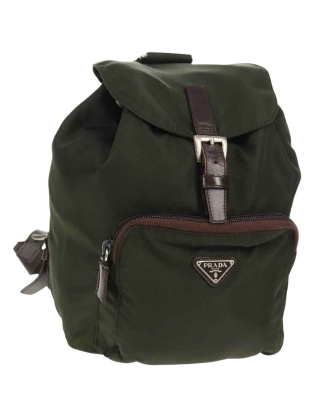 PRADA Backpack Nylon Khaki Silver